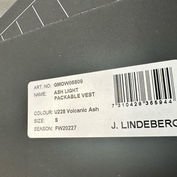 NWT J. Lindeberg Men’s Ash Black Light Packable Full Zip Vest - Size Small - Picture 6 of 13